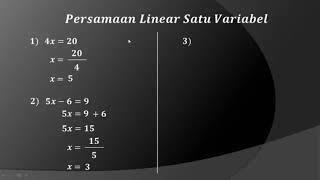 Persamaan Linear Satu Variabel PLSV