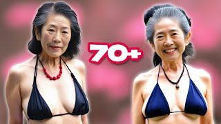 Japanese Natural Older Women Over 70 Wearing Bikini