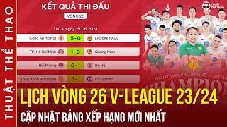 Lịch thi đấu vòng 26 V-League 20232024  Bảng xếp hạng xếp hạng mới nhất