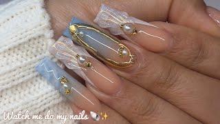 Beach Inspired Nails  Seashell & Water Nail Art  Acrylic Nails Tutorial