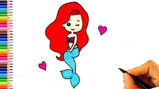 Deniz Kızı Ariel Çizimi - Deniz Kızı Nasıl Çizilir? - Disney Prenses Çizimleri
