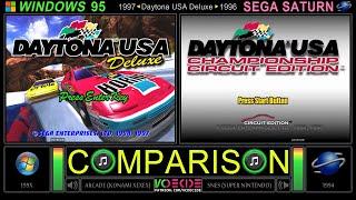 CCE Daytona USA Deluxe PC vs Sega Saturn Side by Side Comparison - Dual Longplay Windows 95