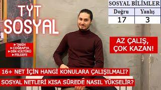 TYT SOSYAL İÇİN BUNLARI ÇALIŞ YETER  SAYISALCILAR İÇİN TYT SOSYAL  16+ NET  YKS TYT AYT