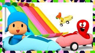 POCOYO ENGLISH  Learn Colors For Toddlers With Cars and Slides  Full Episodes  VIDEOS & CARTOONS