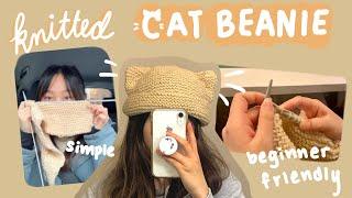 How to Knit a Cat Ear Beanie for beginners quick and easy tutorial