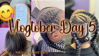 Vlogtober Day 5  Trying Starbucks Fall Drinks  2 Stitch Braid Clients Halloween Inspired Knotless