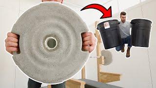 HOW TO MAKE DIY CONCRETE WEIGHT PLATES w a TRASH CAN