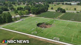 It kind of all went at once Sinkhole swallows Illinois soccer field