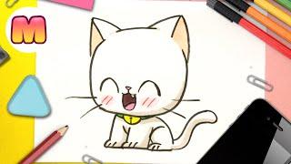 Como dibujar un GATO KAWAII  FACIL PASO A PASO  como dibujar un gatito bebe con Jape