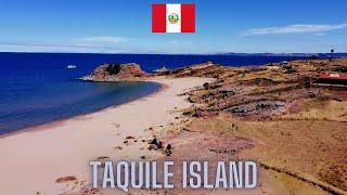 Taquile Island Peru  Drone video 4K