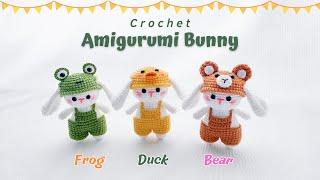 Crochet Amigurumi Bunny with Overall and Hat - Frog Duck Bear  NHÀ LEN
