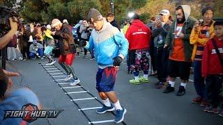 MANNY PACQUIAOS FULL FOOTWORK WORKOUT & DRILLS IN THE MOUNTAINS OF LOS ANGELES