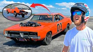 Drag Racing Whistlindiesels 1500hp General Lee HUGE wheelie