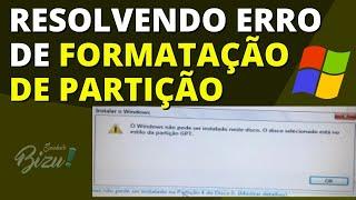 O windows não pode ser instalado neste disco. O disco selecionado está no estilo da partição gpt