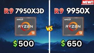 Ryzen 9950X vs Ryzen 7950X3D -- Test in Games -- DONT BUY BEFORE WATCHING THIS ⭐⭐⭐⭐⭐