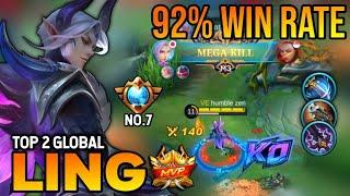 92% WIN RATE LING BEST BUILD 2022  TOP 2 GLOBAL LING GAMEPLAY  MOBILE LEGENDS