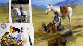 Painting Westerns  Reflecting  Part 2 Cowboy and Horse