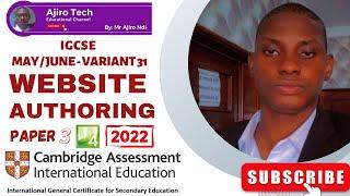 IGCSE ICT Paper 3 Website Authoring May June 2022 Variant 31 04170983  Microsoft Expression Web