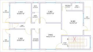 HOUSE PLAN DESIGN  EP 266  1200 SQUARE FEET 4 BHK BEDROOMS HOUSE PLAN  LAYOUT PLAN