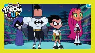 Toon Cup - Football Game - Play with Team Teen TItan  Raven Batman Robin and Starfire