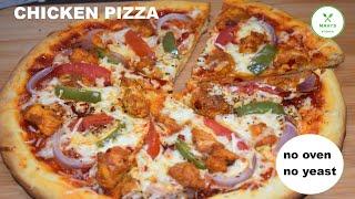 chicken pizza recipe  chicken pizza without oven and yeast recipe  mavis kitchen