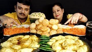 SPICYCHILLI PANI PURI SCHEZWAN NOODLES JHOL MOMOS SUNNY SIDEUP EGG CHALLENGE#food#asmr#mukbang#100