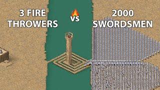 Stronghold Crusader - 3 Fire Throwers vs 2000 Swordsmen