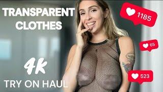 4K Transparent Lingerie Try on Haul  SeeThrough Fabric  No Bra Trend #viral #tryonhaul