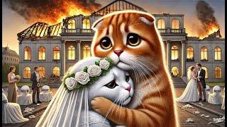 Cats Wedding was Sad because of the Fire #cat #cute #ai #catlover #catvideos #cutecat #kitten