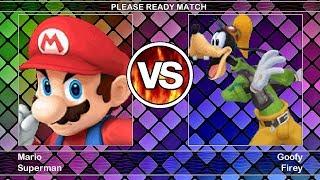 Mario and Superman vs Goofy and Firey BFDI