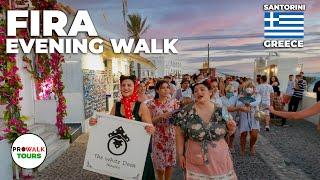 Fira Santorini - Greece Evening Walk 4K - with Captions