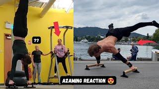 Girls Reaction to Seeing His Workout Amazing Reaction 