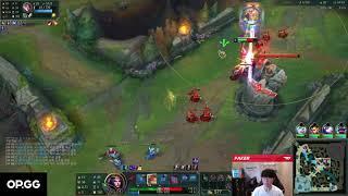 Faker with Insanely fast LeBlanc combo under enemy tower