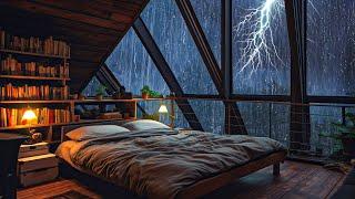 Regengeräusche zum einschlafen – Besiegen Sie Schlaflosigkeit mit Starker Regen Wind und Donner