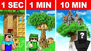 ULTIMATE Tree House 1 SECOND VS 10 MINUTES