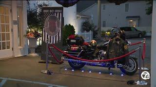 Fallen Oakland County Deputy Brad Recklings motorcycle on display in Rochester