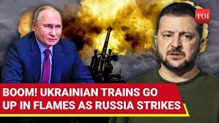 Russias Iskander Missile Obliterates HIMARS Hangar Two Ukrainian Trains Turn Fireball  Watch