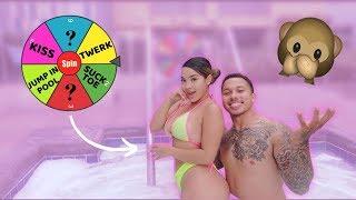 SPIN THE WHEEL CHALLENGE IN HOT TUB ** GETS JUICY **