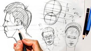 آموزش سیاه قلم  چگونه چهره طراحی کنیم ؟  آموزش اصول طراحی چهره با مداد  چهره تمام رخ و نیمرخ