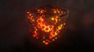 Abstract Data Cube Glowing Core 3D Block Outer Space Station Floating 4K 60fps Wallpaper Background