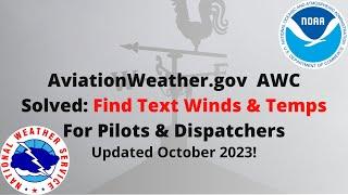 Solved Find Text Winds & Temps Aloft new Aviation Weather Center for Pilots & Dispatchers Oct 2023
