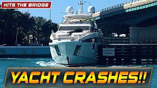 Breaking News Yacht CRASHES Into Haulover Inlet Bridge in Miami Florida  Wavy Boats