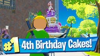 Dance in front of Cakes 4th Birthday Cake Location - Fortnite