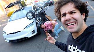 SAD ACCIDENT... #tesla #daviddobrik #crash #shorts