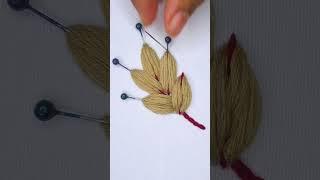 Cute leaf embroidery trick with pins #shorts #embroidery #viral #satisfying #trending #cute #diy