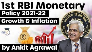 RBI First Bimonthly Monetary Policy 2021-22 Status of Growth and Inflation in Indian Economy