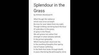 splendour in the grass  William Wordsworth