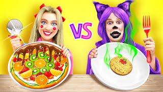 MRS. DELIGHT vs. CATNAP CHALLENGE  Big vs. Small Food Face-Off Kitchen Gadgets by 123 GO