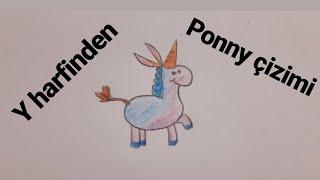 Y harfinden ponyy çizimi  unicorn drawing
