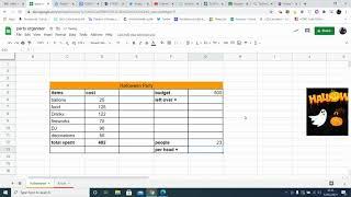 Google Sheets Party Organiser